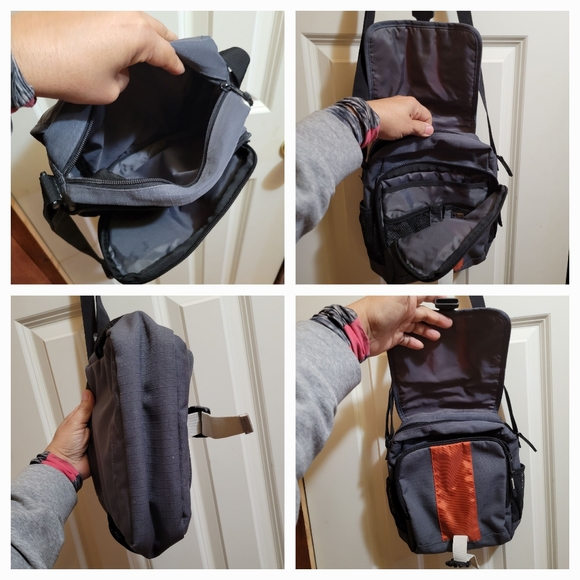 Eddie Bauer Gray Orange Messenger Cross Body Nylon Travel Bag All Sports Unisex - Picture 3 of 3